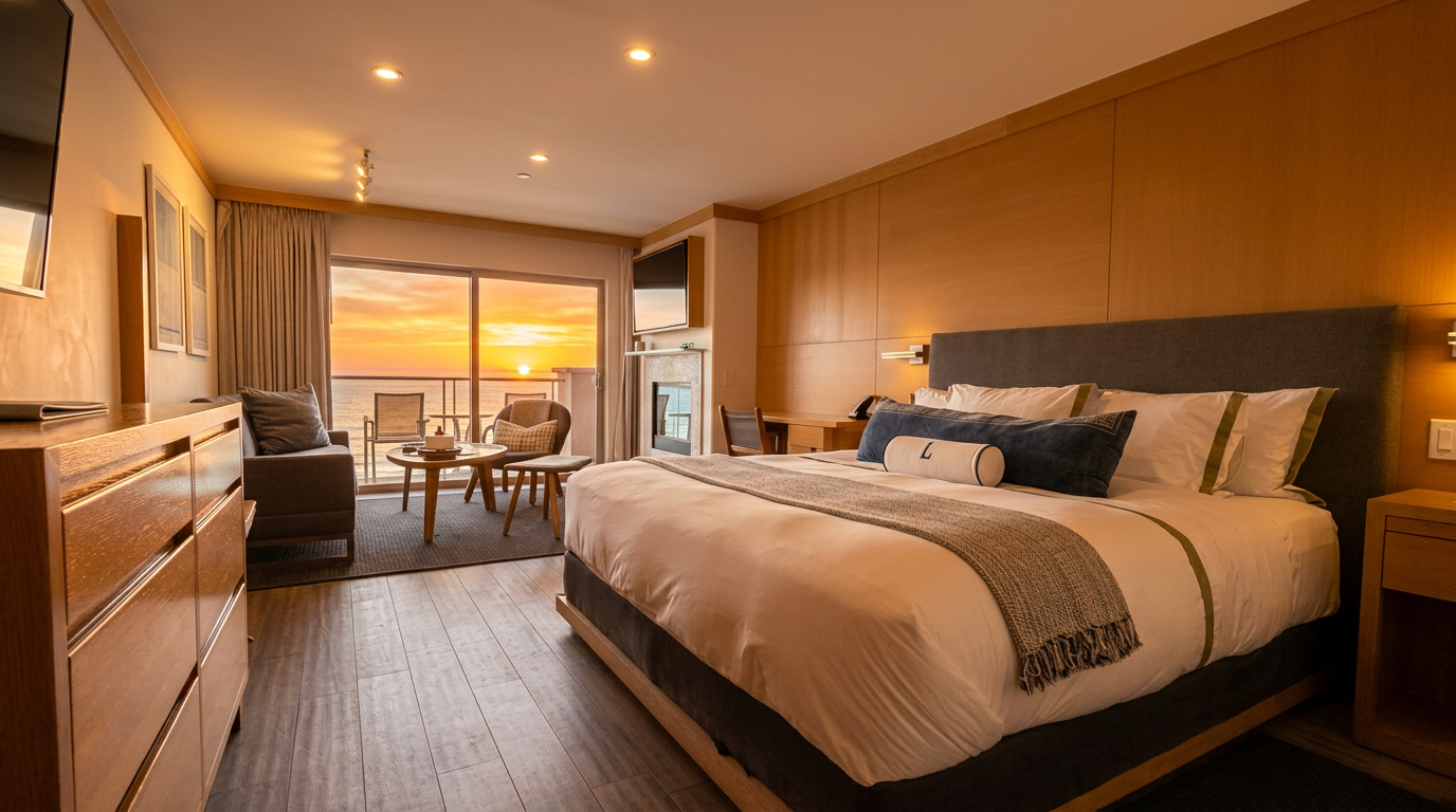 Malibu Beach Inn king suite bedroom